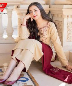 Unstitched Dhanak Embroidered Suit