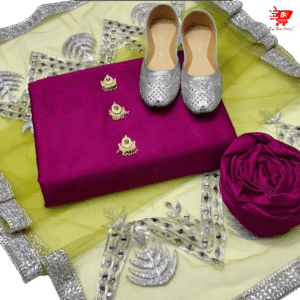 4-Piece-Unstitched-Suite-–-plum-with-Khussa